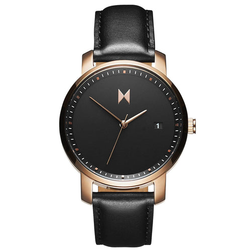 Rose Gold/Black Leather