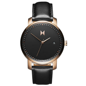 Rose Gold/Black Leather