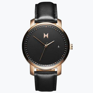 Rose Gold/Black Leather